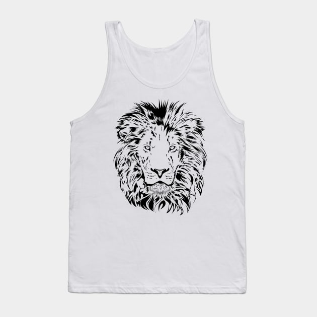 Yellow King Lion Face Tank Top by Rafael Pando